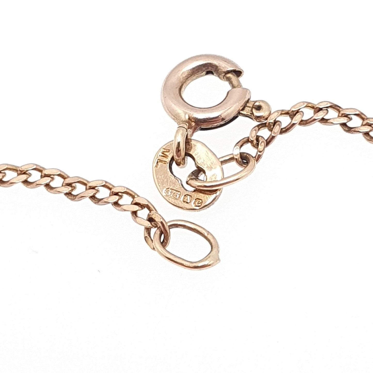 Vintage 9k 9ct Rose Gold Chain Necklace Curb Link Long 48cm 18.9" 2.77g Links Solid 9 Carat Rose Red Mens Womens Jewelry Jewellery