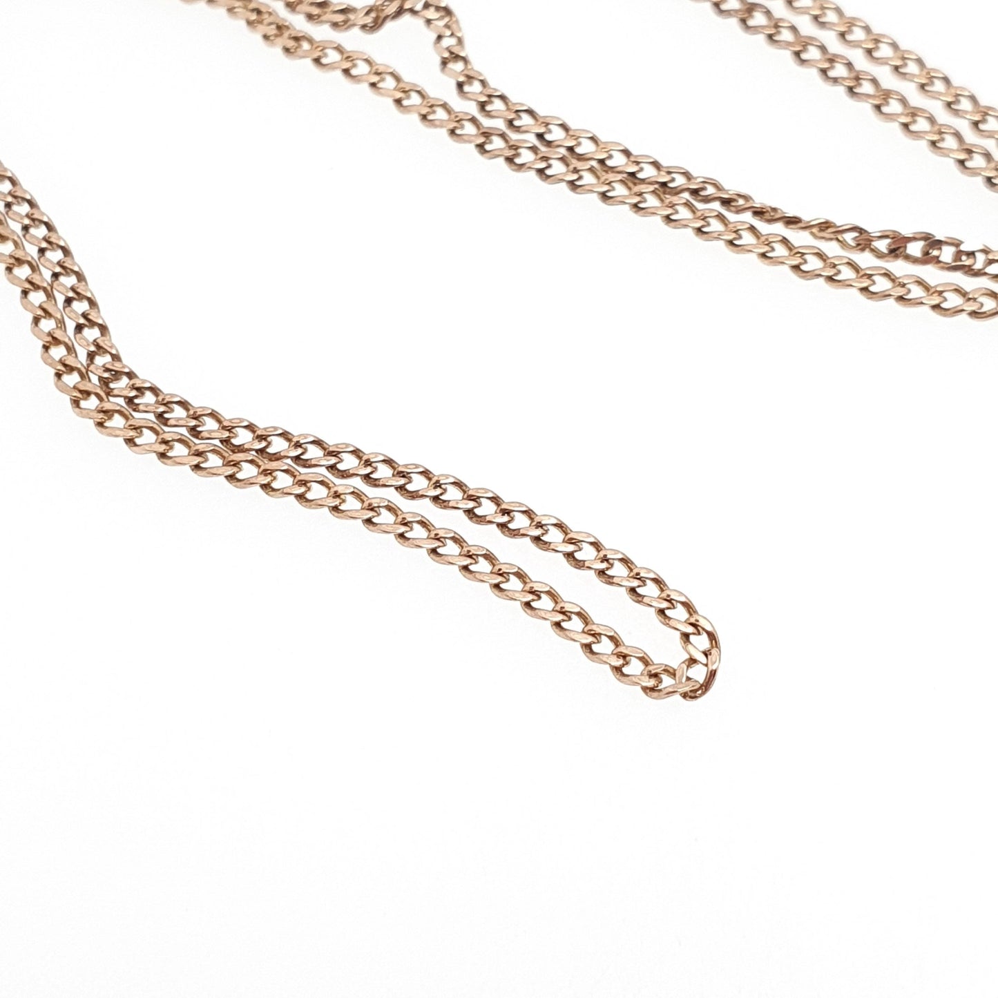 Vintage 9k 9ct Rose Gold Chain Necklace Curb Link Long 48cm 18.9" 2.77g Links Solid 9 Carat Rose Red Mens Womens Jewelry Jewellery