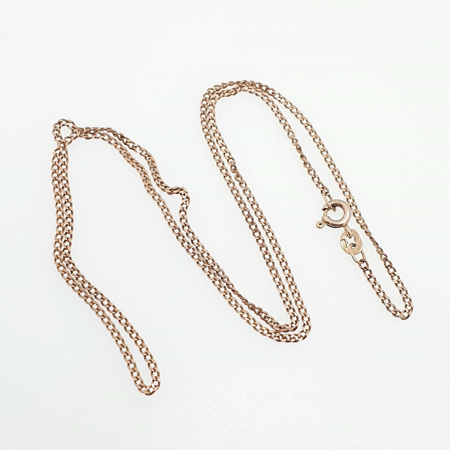 Vintage 9k 9ct Rose Gold Chain Necklace Curb Link Long 48cm 18.9" 2.77g Links Solid 9 Carat Rose Red Mens Womens Jewelry Jewellery