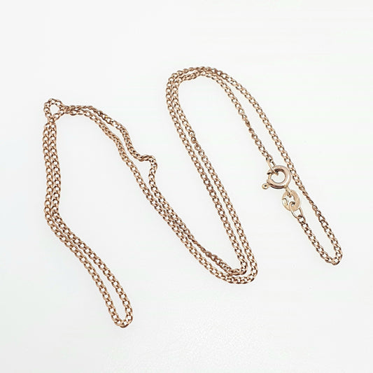 Vintage 9k 9ct Rose Gold Chain Necklace Curb Link Long 48cm 18.9" 2.77g Links Solid 9 Carat Rose Red Mens Womens Jewelry Jewellery