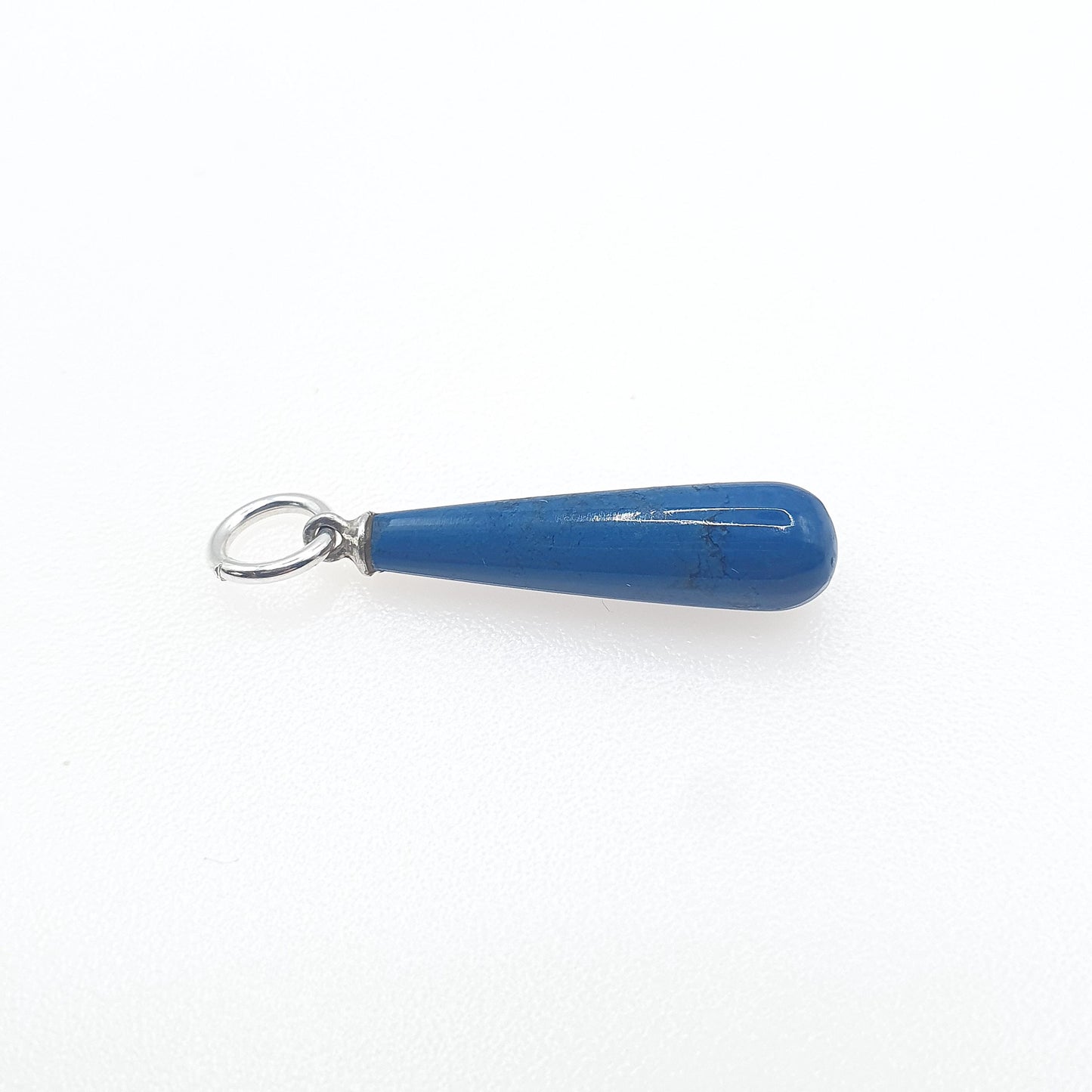 Antique Art Deco Solid Silver Sodalite Teardrop Blue Gemstone Pendant Womens Vintage Jewelry Jewellery