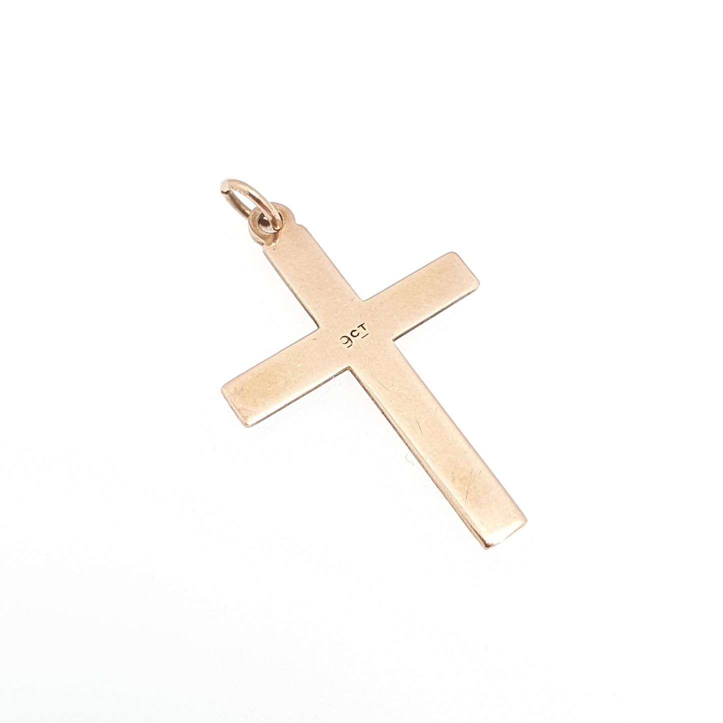 Antique 9ct 9k Gold Crucifix Necklace Cross Pendant Engraved Solid 375 9kt Vintage Womens Mens Jewellery Jewelry