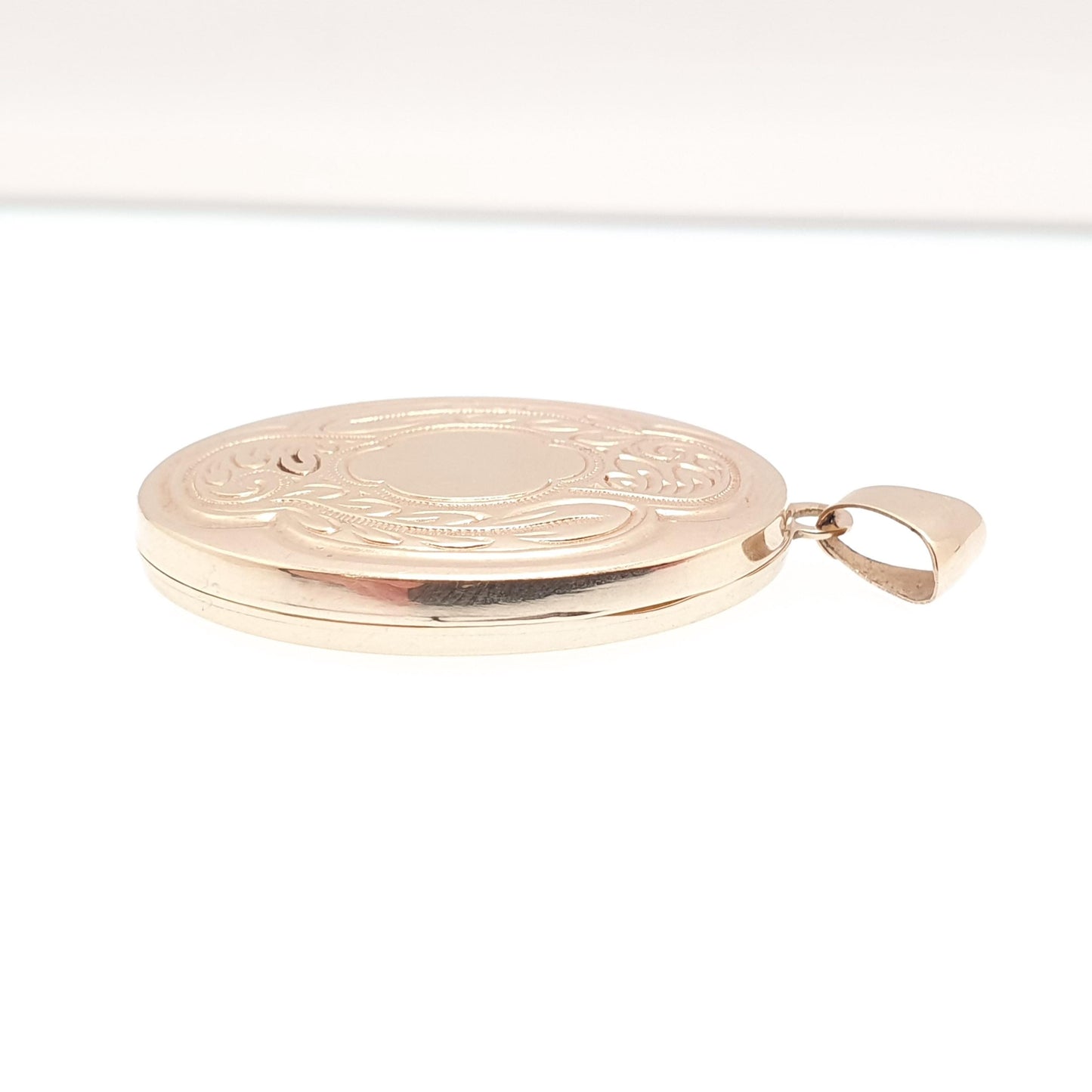 Vintage Solid 9ct 9k Gold Locket Large Oval All 375 9kt Gold Necklace Pendant Engraved Retro Jewelry Womens Jewellery