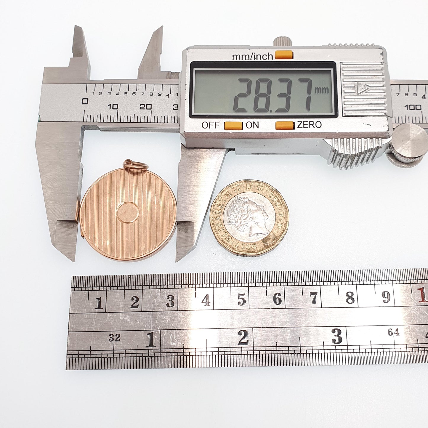 Antique Solid 9k 375 Rose Gold Locket Round 1913 Hallmark Vertical Pattern All 9ct 9kt Gold Necklace Photo Picture Pendant Jewelry Jewellery