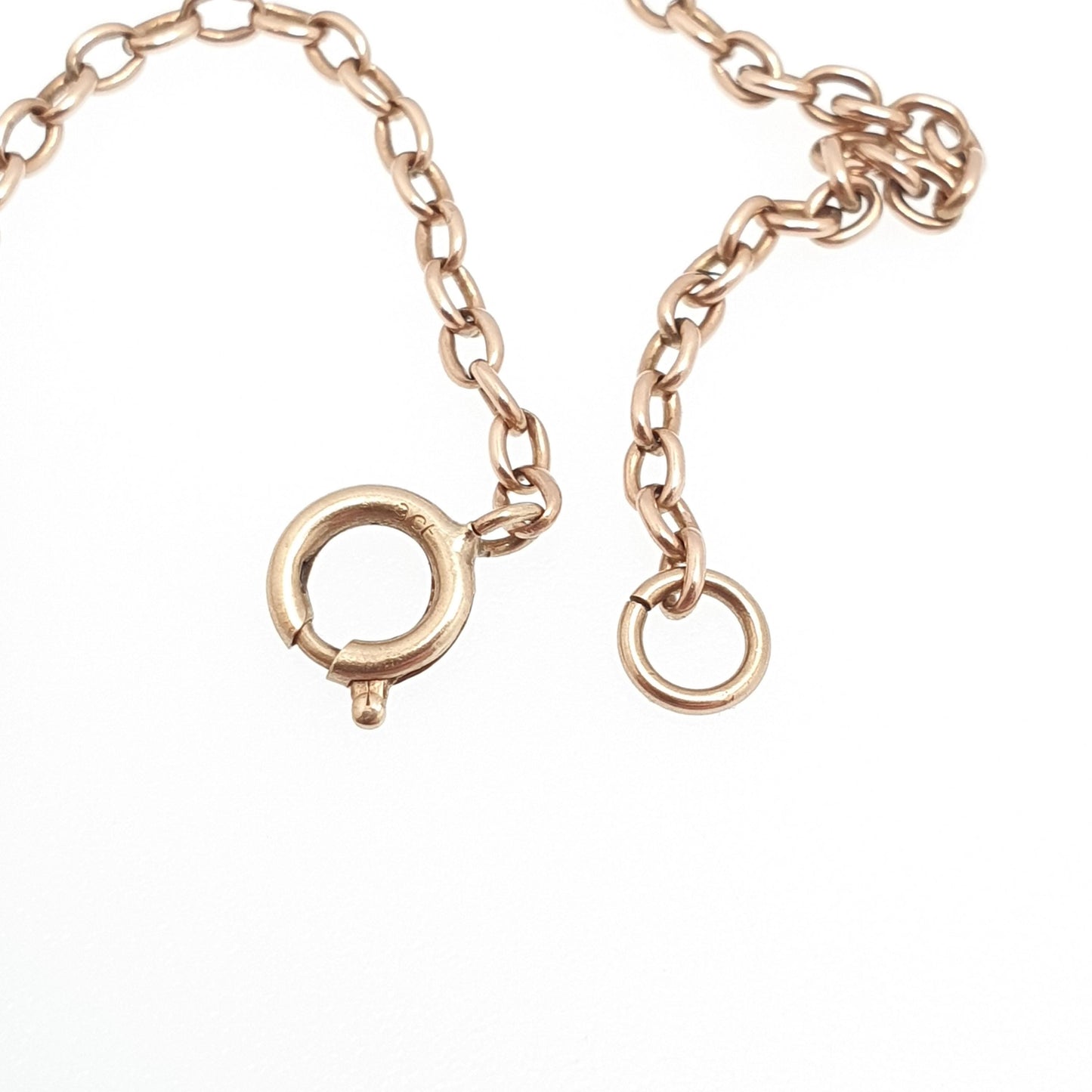 Old Vintage 9k 9ct Rose Gold Chain Necklace Cable Link Long 55cm 21.6" 5.03g Links Solid 9 Carat Rose Red Mens Womens Jewelry Jewellery