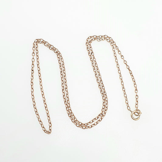 Old Vintage 9k 9ct Rose Gold Chain Necklace Cable Link Long 55cm 21.6" 5.03g Links Solid 9 Carat Rose Red Mens Womens Jewelry Jewellery