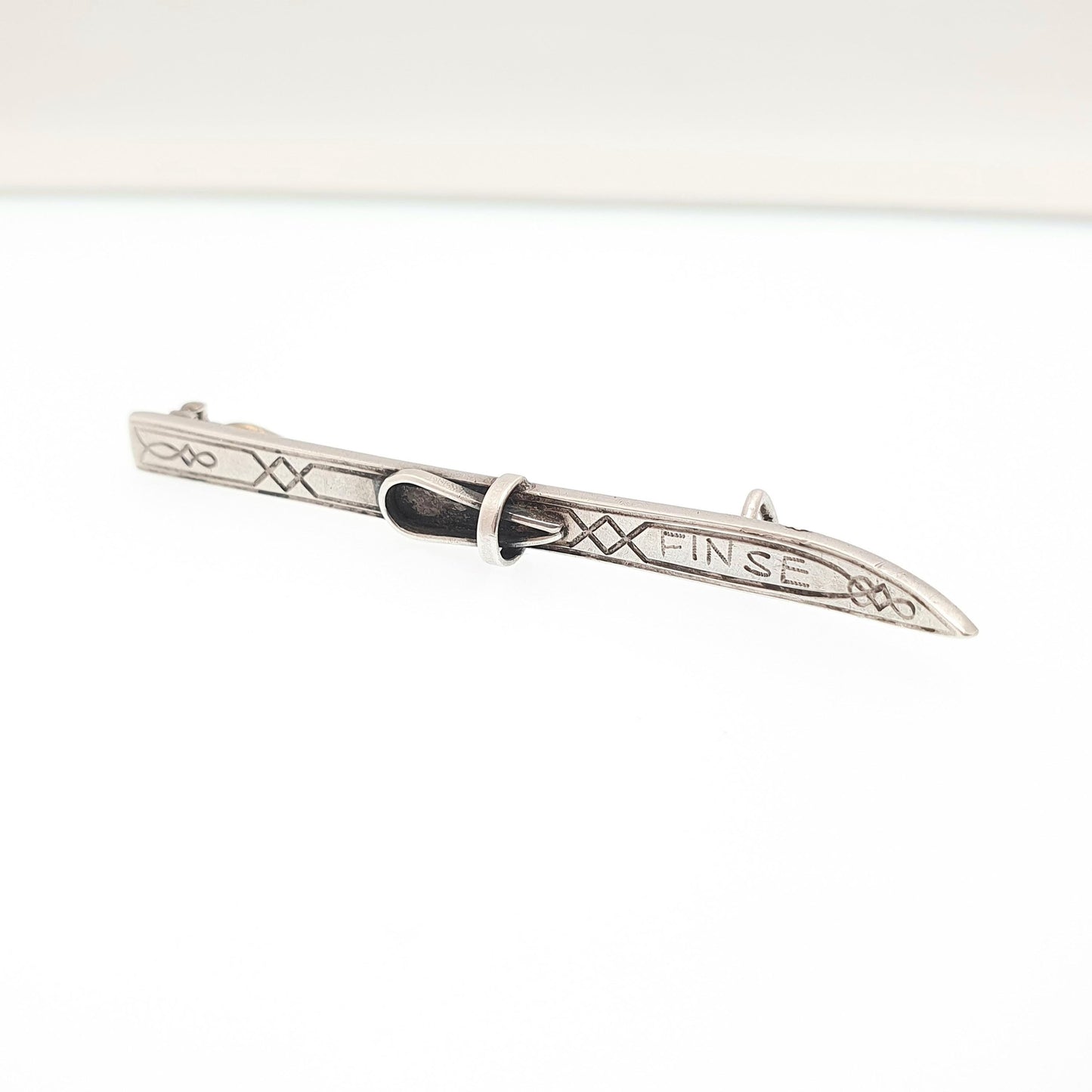 Antique Solid Silver MARIUS HAMMER Ski Brooch Pin Finse Norway Norwegian Skiing Scandinavian Vintage Jewelry Jewellery