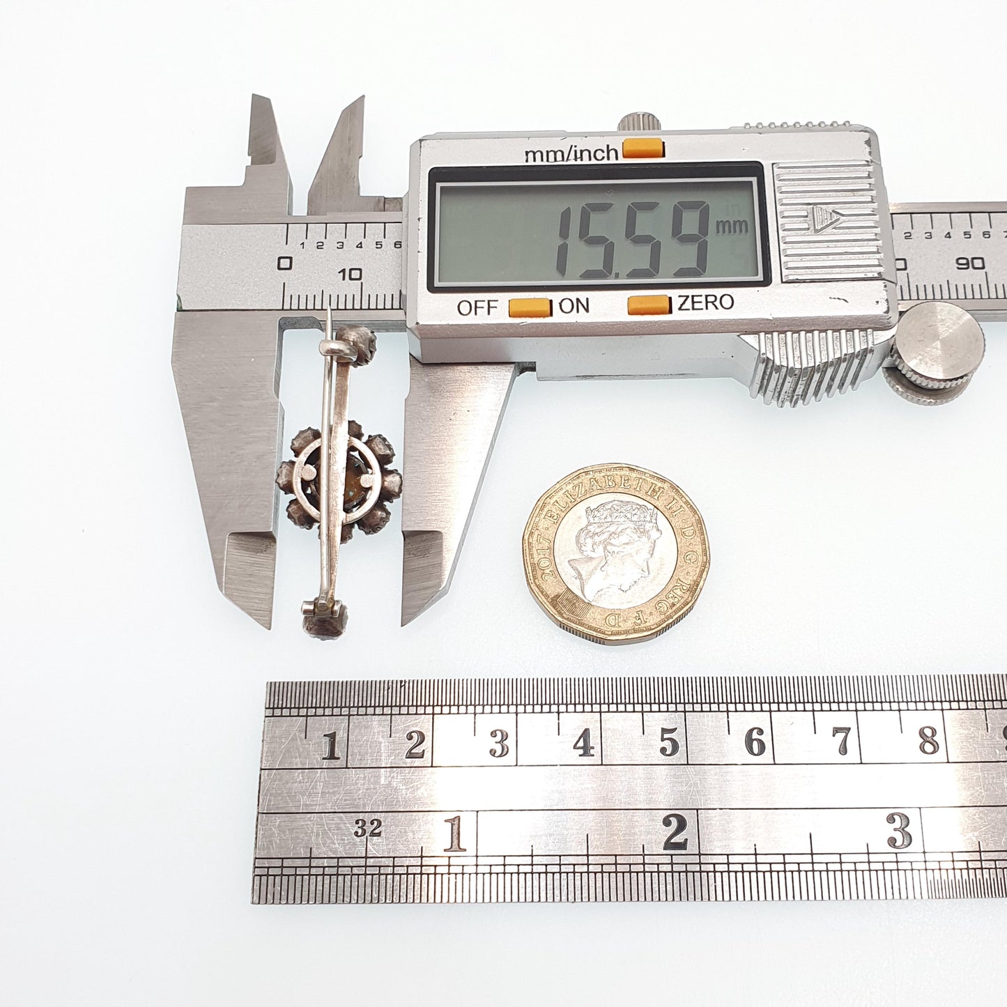 Antique Solid Silver Aquamarine Paste Brooch Victorian Diamond Paste Cluster Cyan Blue Vintage Womens Jewelry Jewellery