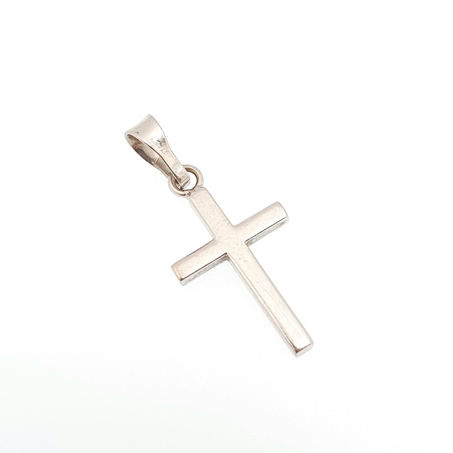 Vintage 9ct White Gold Cross Crucifix Pendant Small Solid 9k 9kt 375 Necklace Jewellery Jewelry