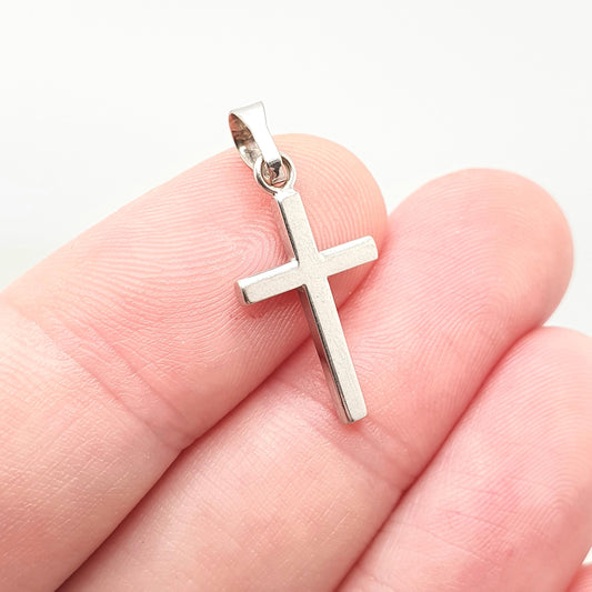Vintage 9ct White Gold Cross Crucifix Pendant Small Solid 9k 9kt 375 Necklace Jewellery Jewelry