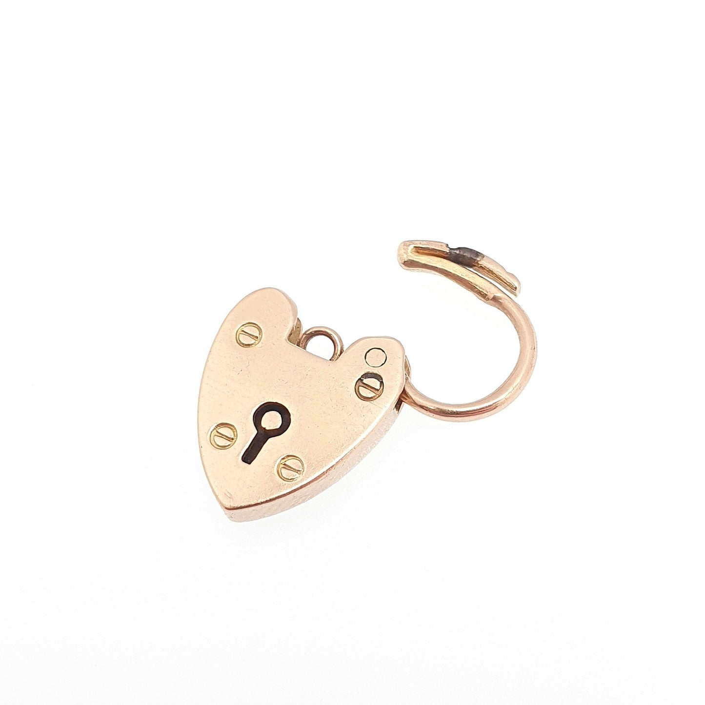 Antique 9ct 9k Rose Gold Padlock Clasp Charm Victorian Lock Necklace Pendant Bracelet Solid 9k 9 Carat Lock Vintage Womens Jewelry Jewellery