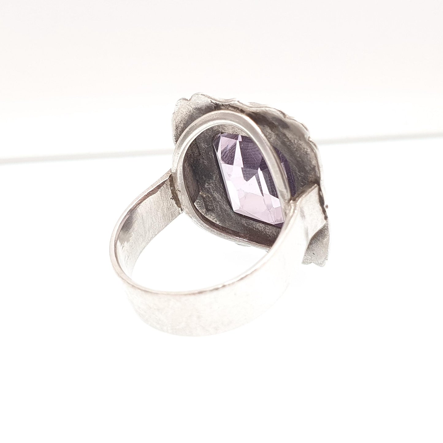 Antique Sterling Silver Amethyst Ring Large Big Gemstones Rectangular Cut Victorian Vintage Genuine Real Quartz Womens Jewelry Jewellery