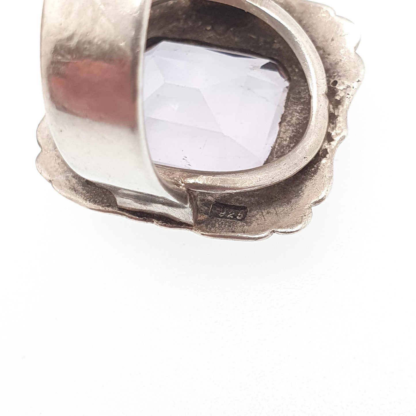 Antique Sterling Silver Amethyst Ring Large Big Gemstones Rectangular Cut Victorian Vintage Genuine Real Quartz Womens Jewelry Jewellery
