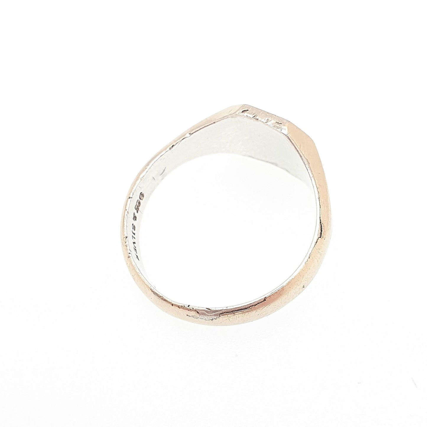 Antique 9ct Gold Cased Sterling Silver Signet Ring Square Art Deco Gold Cased Vintage Mens Womens Jewelry Jewellery
