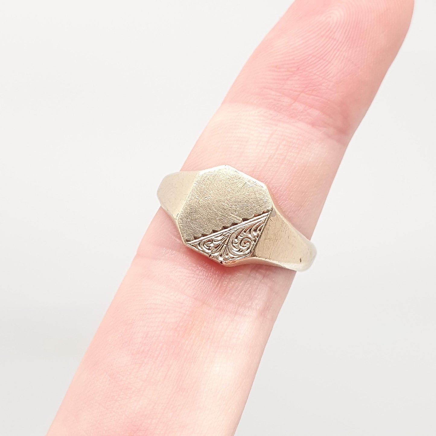 Antique 9ct Gold Cased Sterling Silver Signet Ring Square Art Deco Gold Cased Vintage Mens Womens Jewelry Jewellery