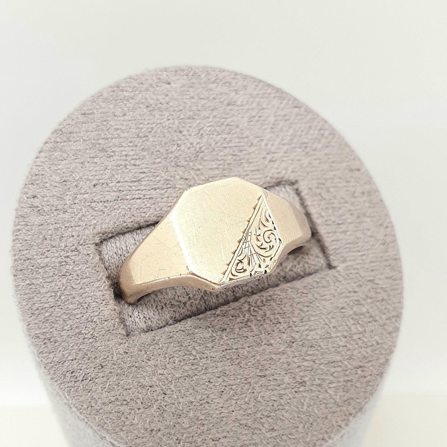 Antique 9ct Gold Cased Sterling Silver Signet Ring Square Art Deco Gold Cased Vintage Mens Womens Jewelry Jewellery