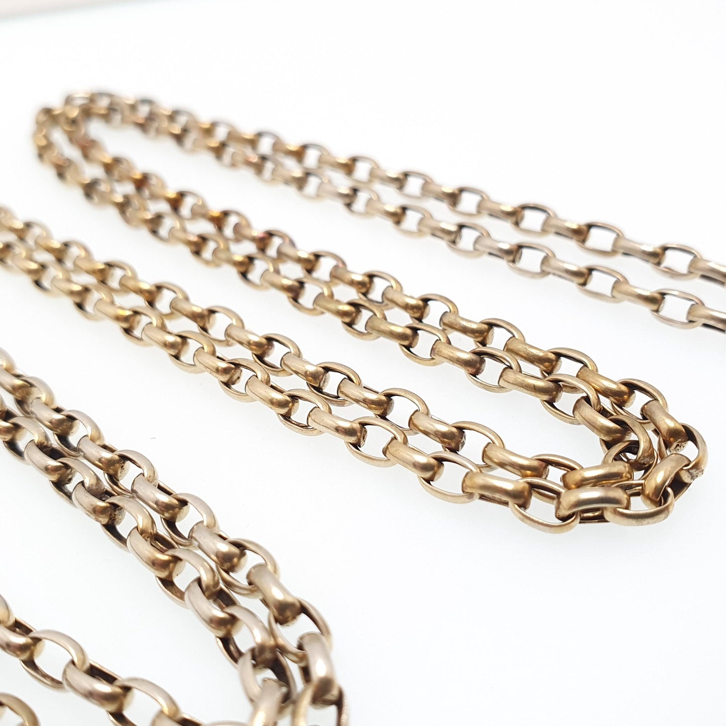 Antique Victorian Gold Gilt Muff Chain Necklace Dog Clip Cable Belcher Link 185cm 72" 30.43g Long Vintage Jewelry Jewellery