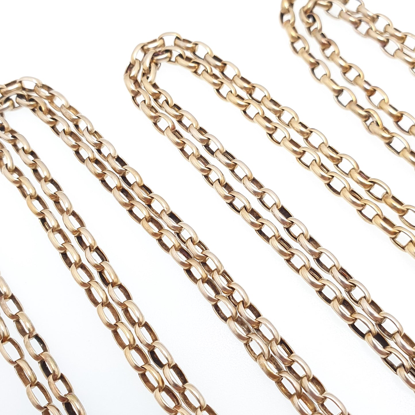 Antique Victorian Gold Gilt Muff Chain Necklace Dog Clip Cable Belcher Link 185cm 72" 30.43g Long Vintage Jewelry Jewellery
