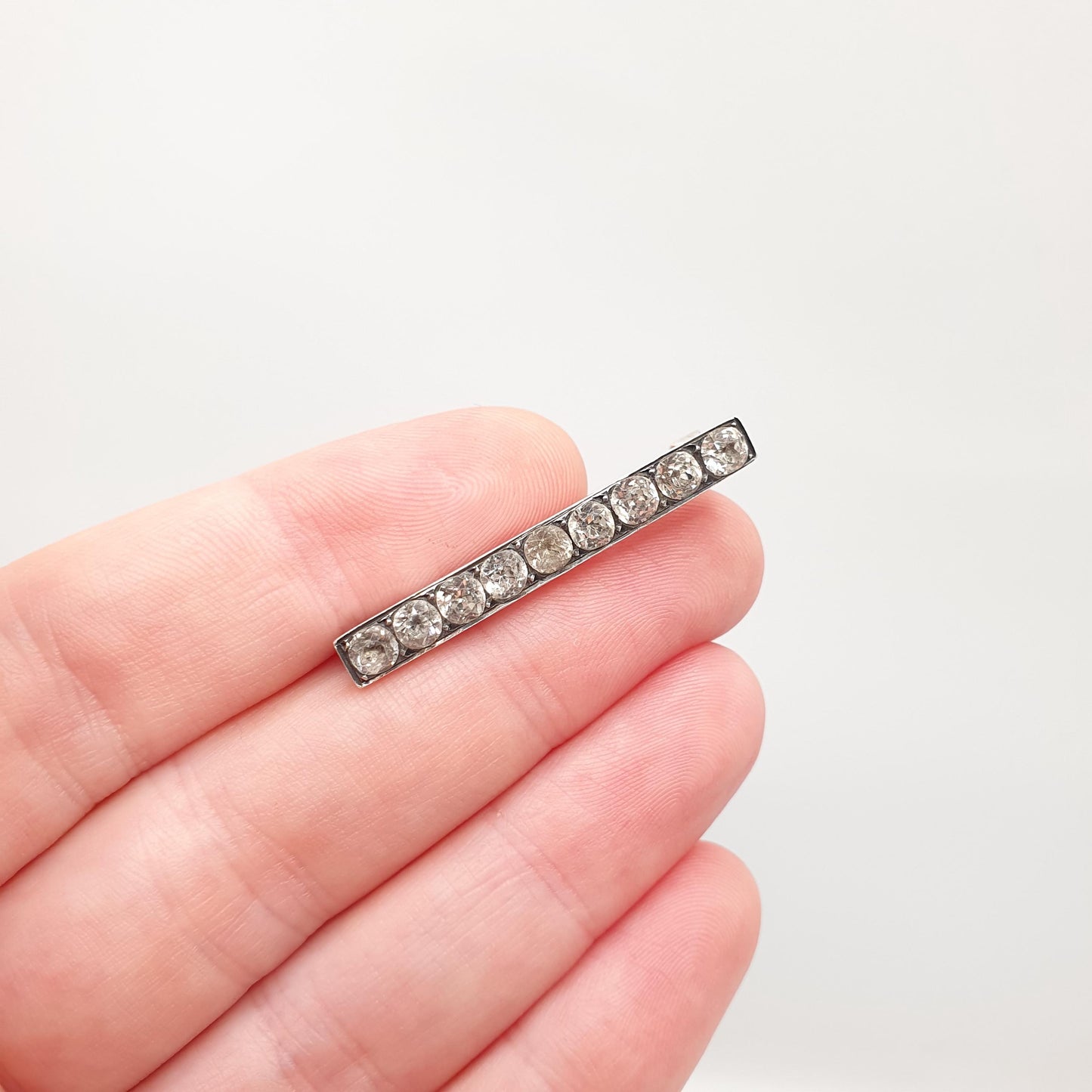 Antique Georgian Diamond Paste Solid Silver Brooch Black Dot Old Cut Early 1800s Vintage Womens Victorian Jewelry Jewellery