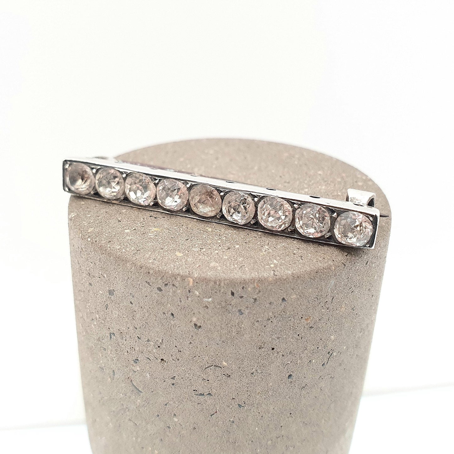 Antique Georgian Diamond Paste Solid Silver Brooch Black Dot Old Cut Early 1800s Vintage Womens Victorian Jewelry Jewellery