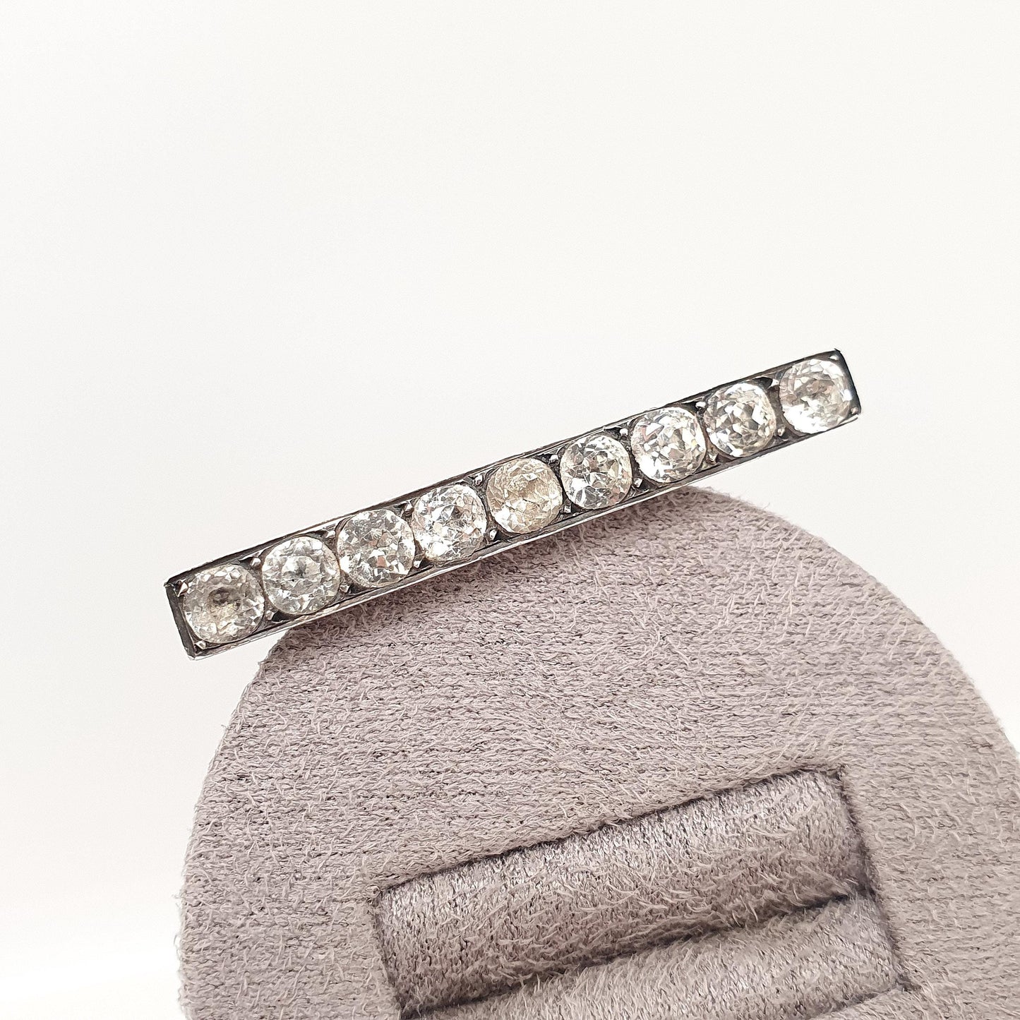 Antique Georgian Diamond Paste Solid Silver Brooch Black Dot Old Cut Early 1800s Vintage Womens Victorian Jewelry Jewellery