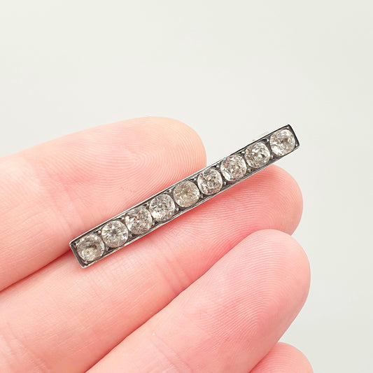 Antique Georgian Diamond Paste Solid Silver Brooch Black Dot Old Cut Early 1800s Vintage Womens Victorian Jewelry Jewellery