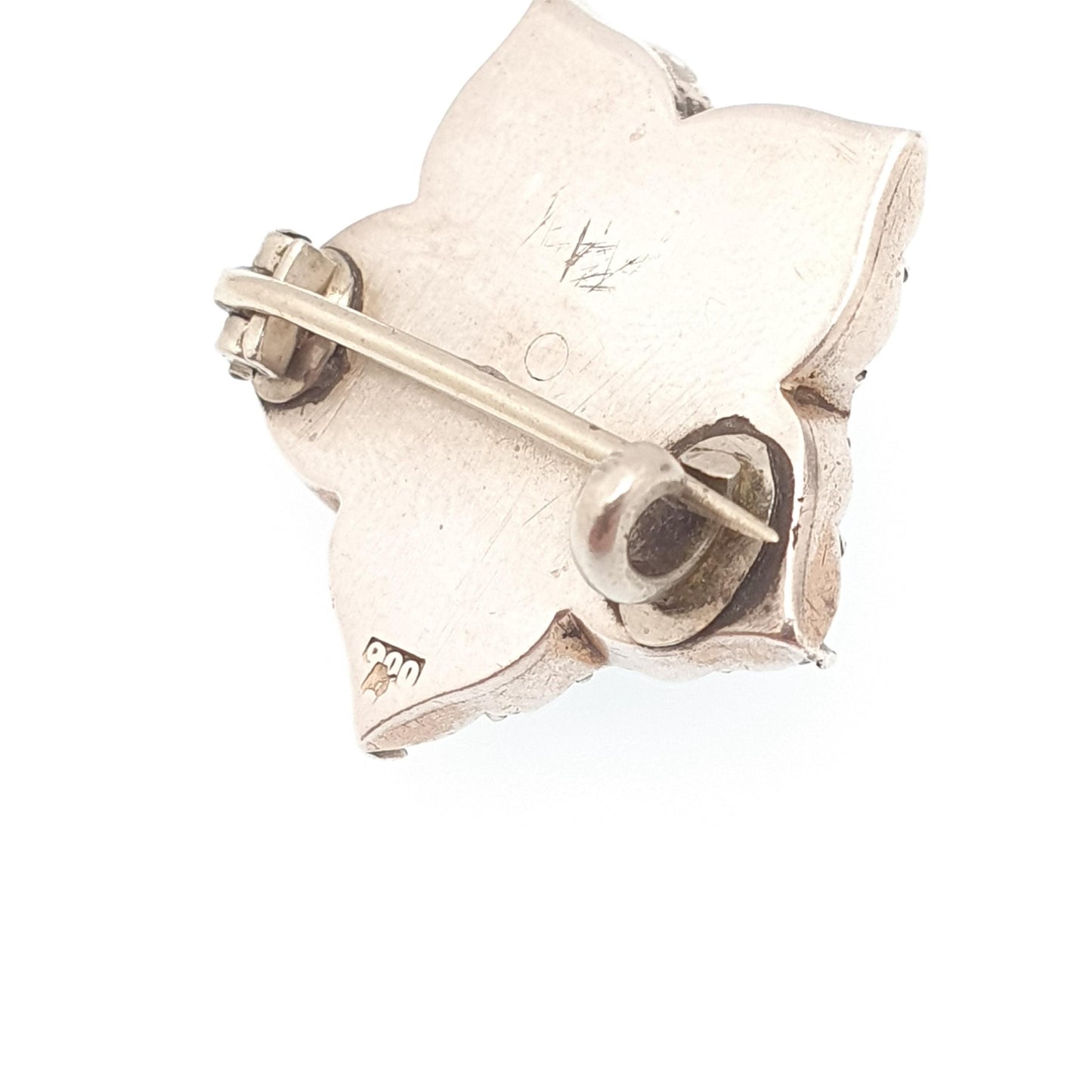 Antique Victorian Diamond Paste Solid Silver Star Brooch Pin Forget Me Not Turquoise Glass Sparkly Womens Jewelry Jewellery