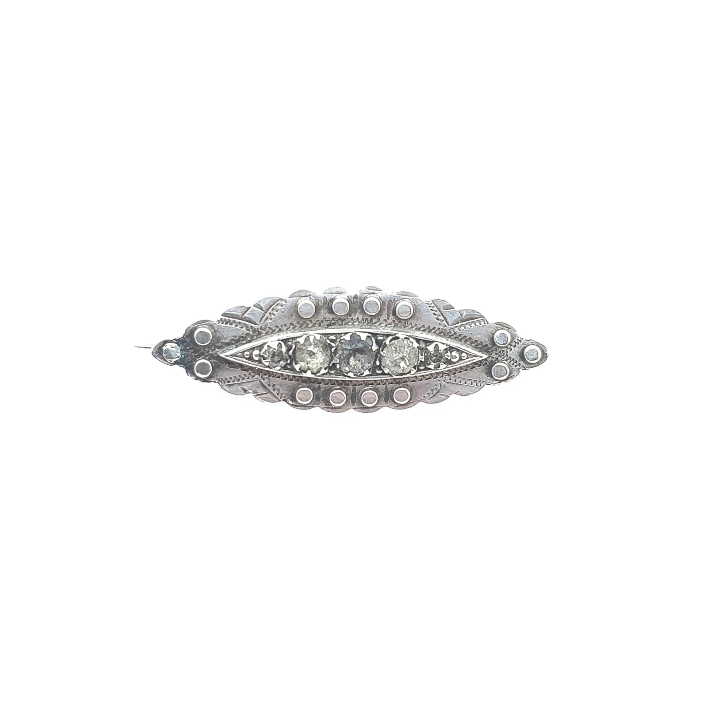 Antique Victorian Sterling Silver Diamond Paste Brooch Ellipse Shape Womens Jewelry Jewellery