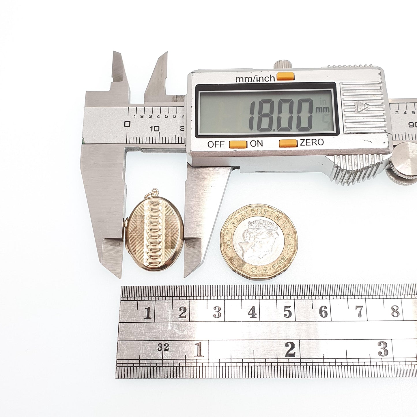 Antique 9ct 9k Gold Locket Spiral Pattern Art Deco Solid 375 Gold Back & Front Gyroscope 1920s Necklace Photo Pendant Womens Jewelry