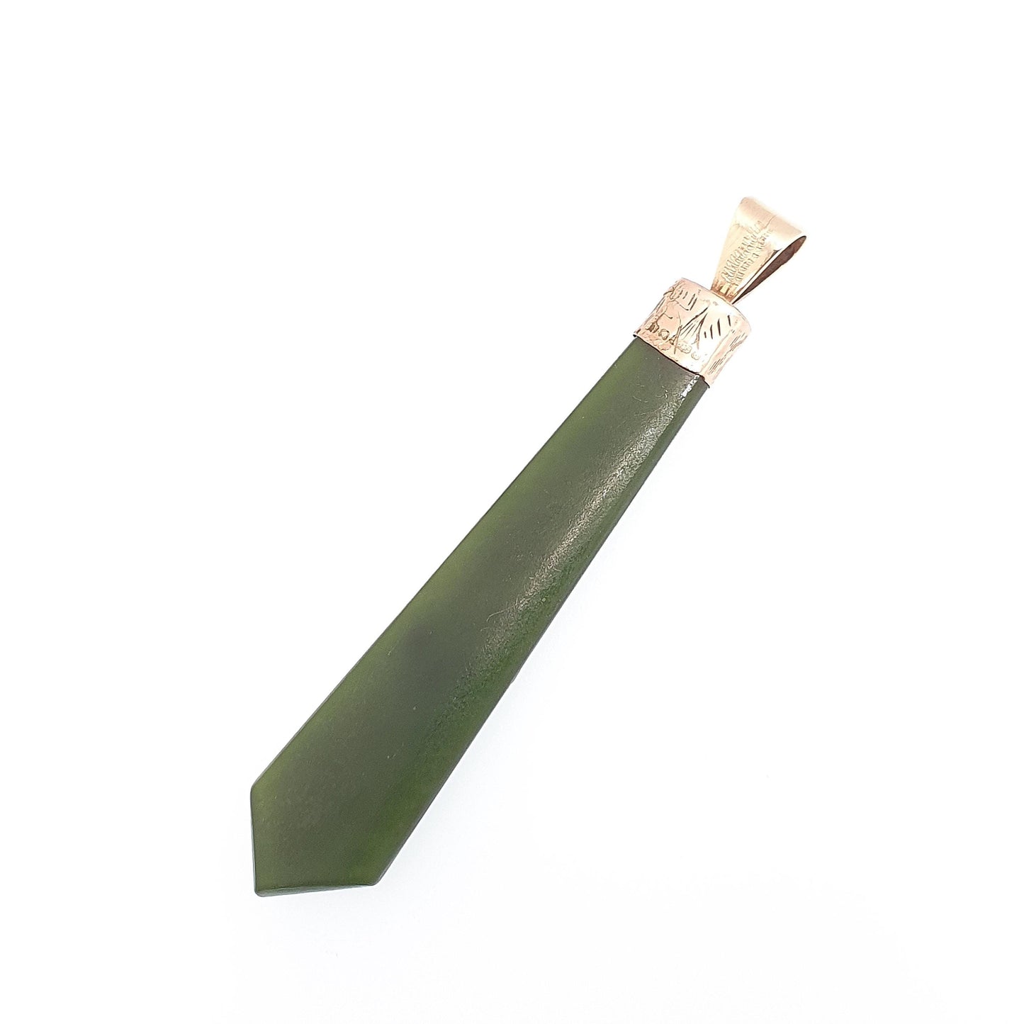 Antique 9ct 9kt Gold New Zealand Jade Necklace Pendant 1905 Hallmark New Zealand Maori Nephrite Green Solid 375 Women Jewelry Jewellery
