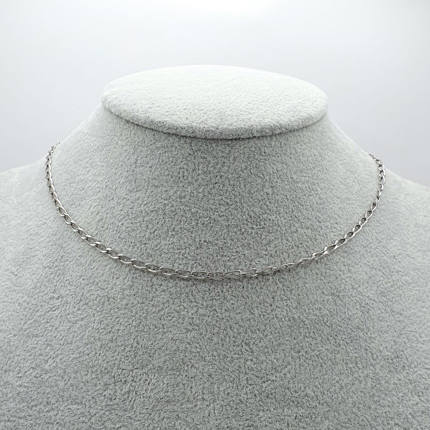 Vintage Sterling Silver Elongated Curb Link Chain Necklace Solid 925 4.11g 42m 16.5" Unisex Mens Womens Ladies Jewelry Jewellery
