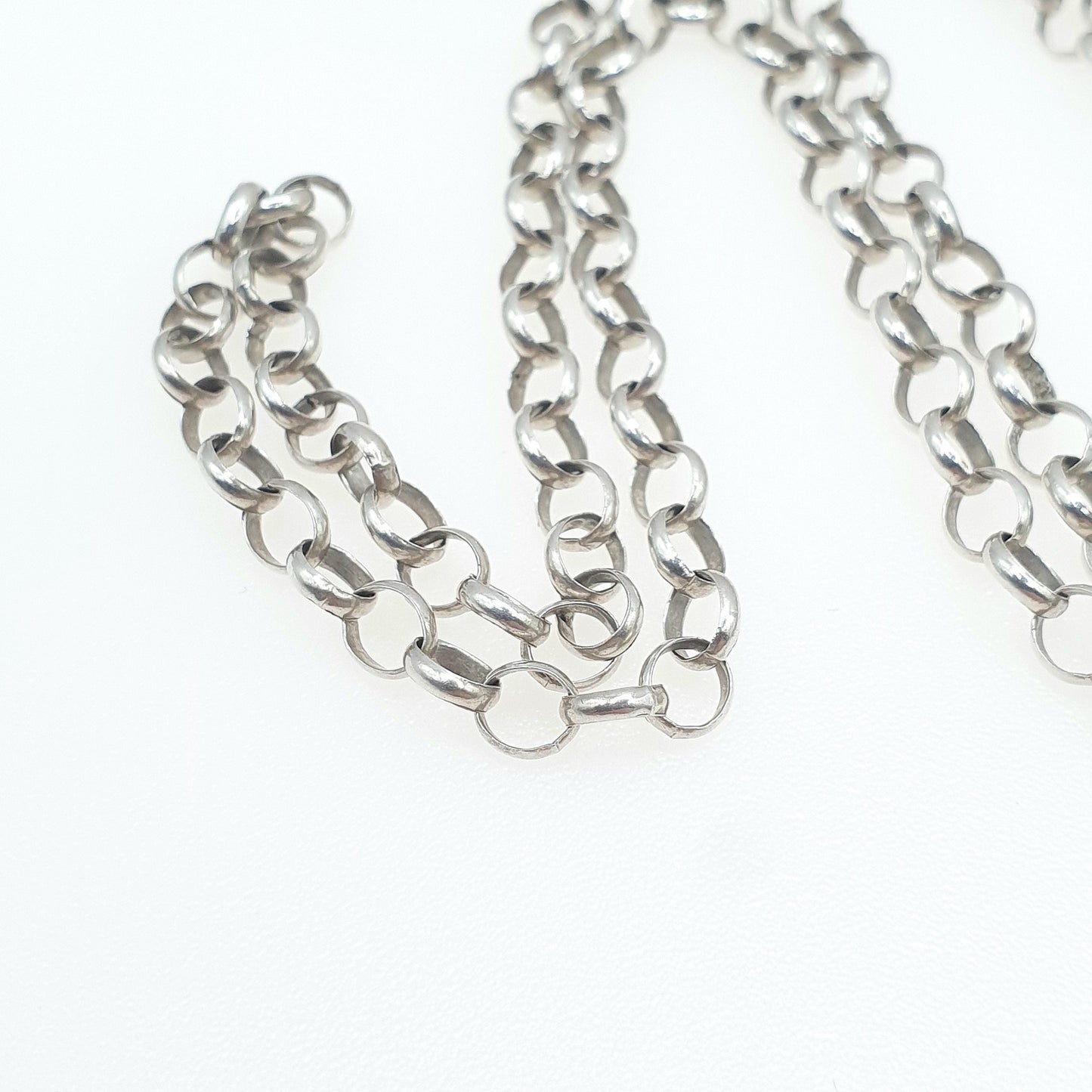 Vintage Sterling Silver Large Rolo Link Chain Necklace 53cm 20.8" 9.95g Unisex Mens Womens Ladies Jewelry Jewellery