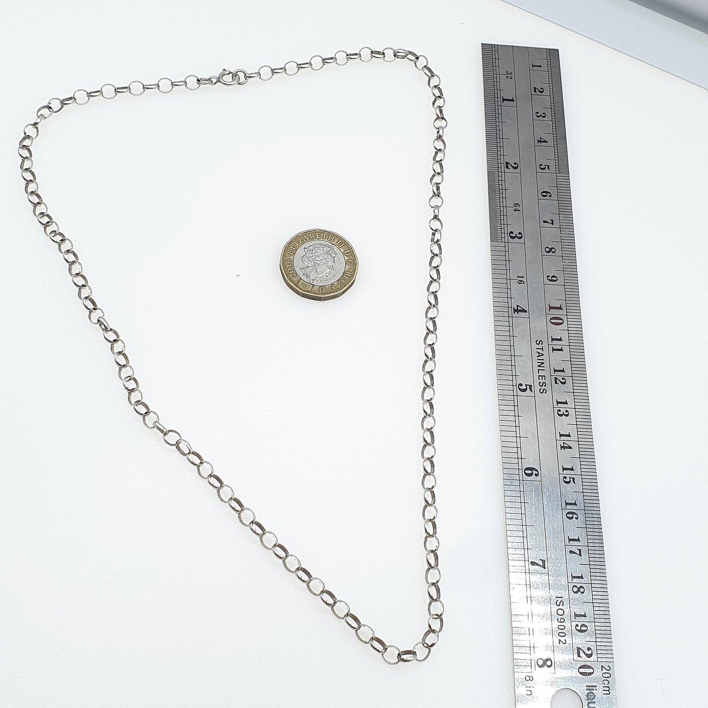 Vintage Sterling Silver Large Rolo Link Chain Necklace 53cm 20.8" 9.95g Unisex Mens Womens Ladies Jewelry Jewellery