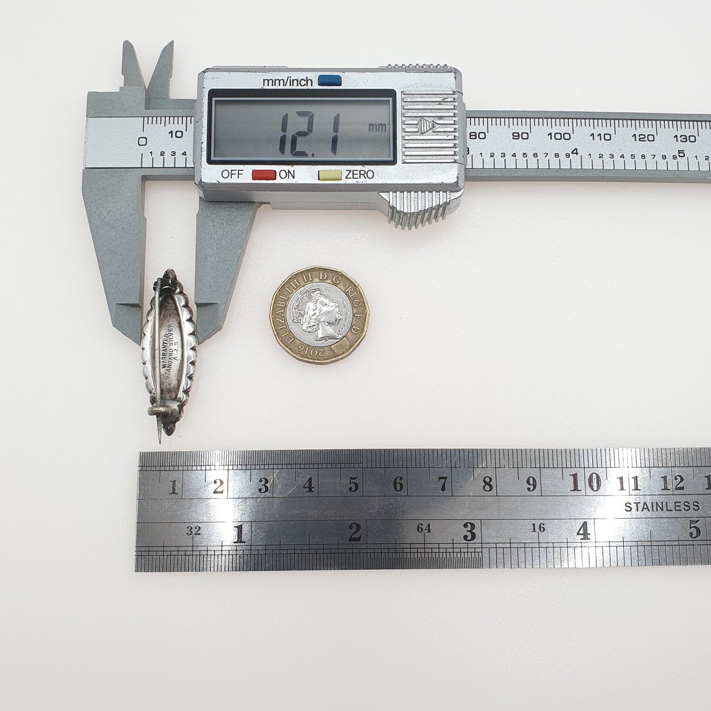 Antique Victorian Sterling Silver Diamond Paste Brooch Ellipse Shape Womens Jewelry Jewellery