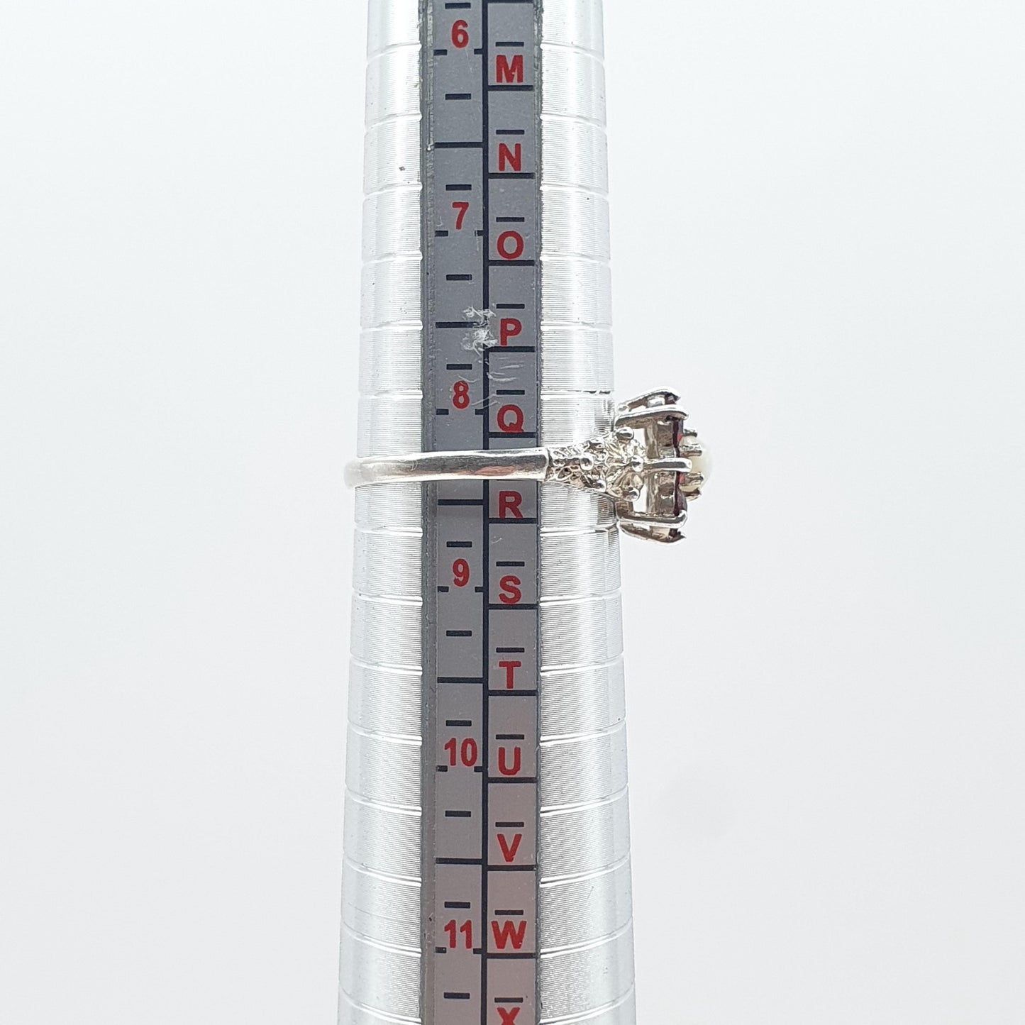 Vintage Sterling Silver Garnet & Opal Cluster Ring Red Gemstone 1979 Hallmark Womens Girls Jewelry Jewellery