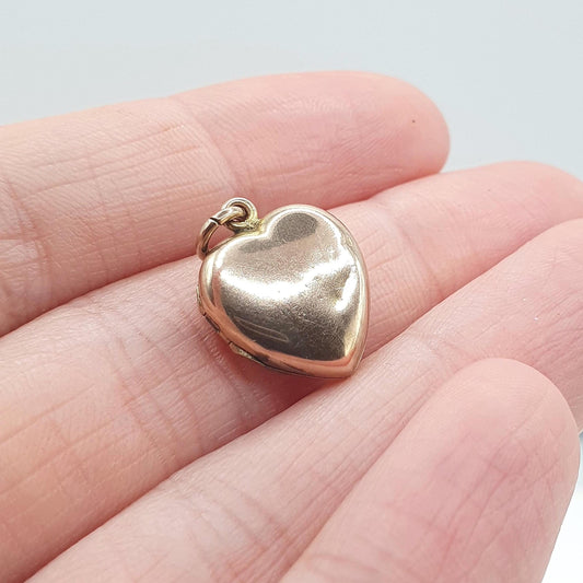 Antique Victorian Rose Rolled Gold Tiny Heart Locket Vintage Womens Gold Filled Jewellry Jewellery