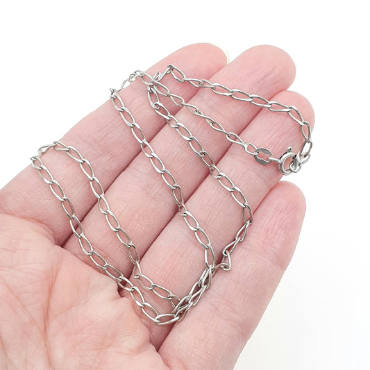 Vintage Sterling Silver Elongated Curb Link Chain Necklace Solid 925 4.11g 42m 16.5" Unisex Mens Womens Ladies Jewelry Jewellery