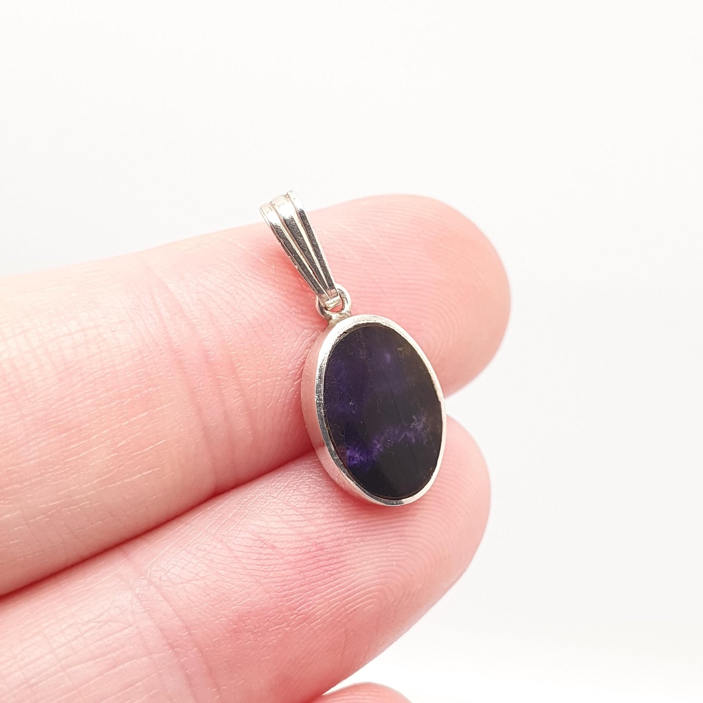 Vintage Blue John Sterling Silver Necklace Pendant Square 1981