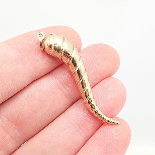 Vintage 9ct 9k Gold Horn of Life Pendant Necklace Charm Horn of Plenty Unicorn Large Big Solid 9kt Retro  Jewellery Jewelry
