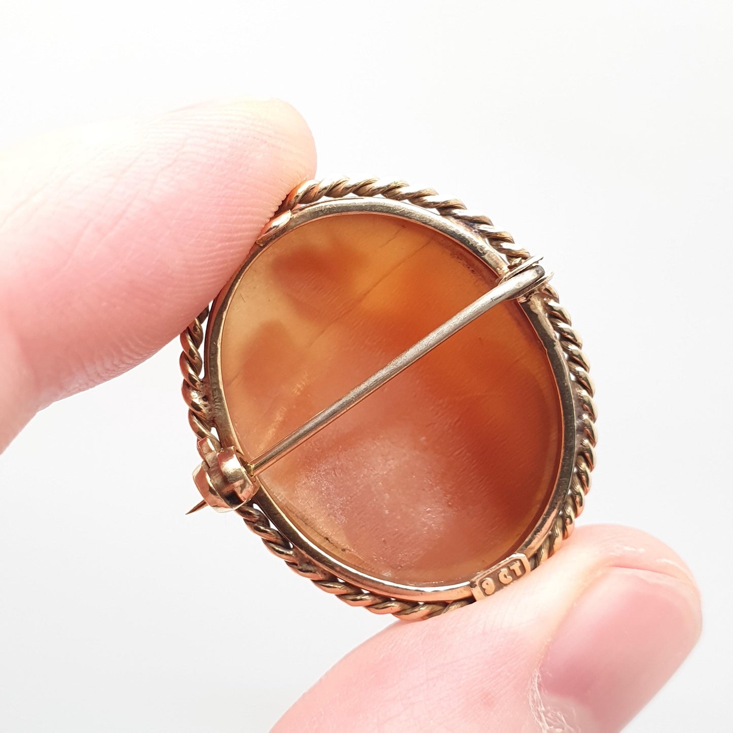 Antique 9ct Gold Cameo Brooch Psyche Greek Goddess Butterfly Wing Solid 9k 9kt Mount High Relief Vintage Womens Jewellery Jewelry