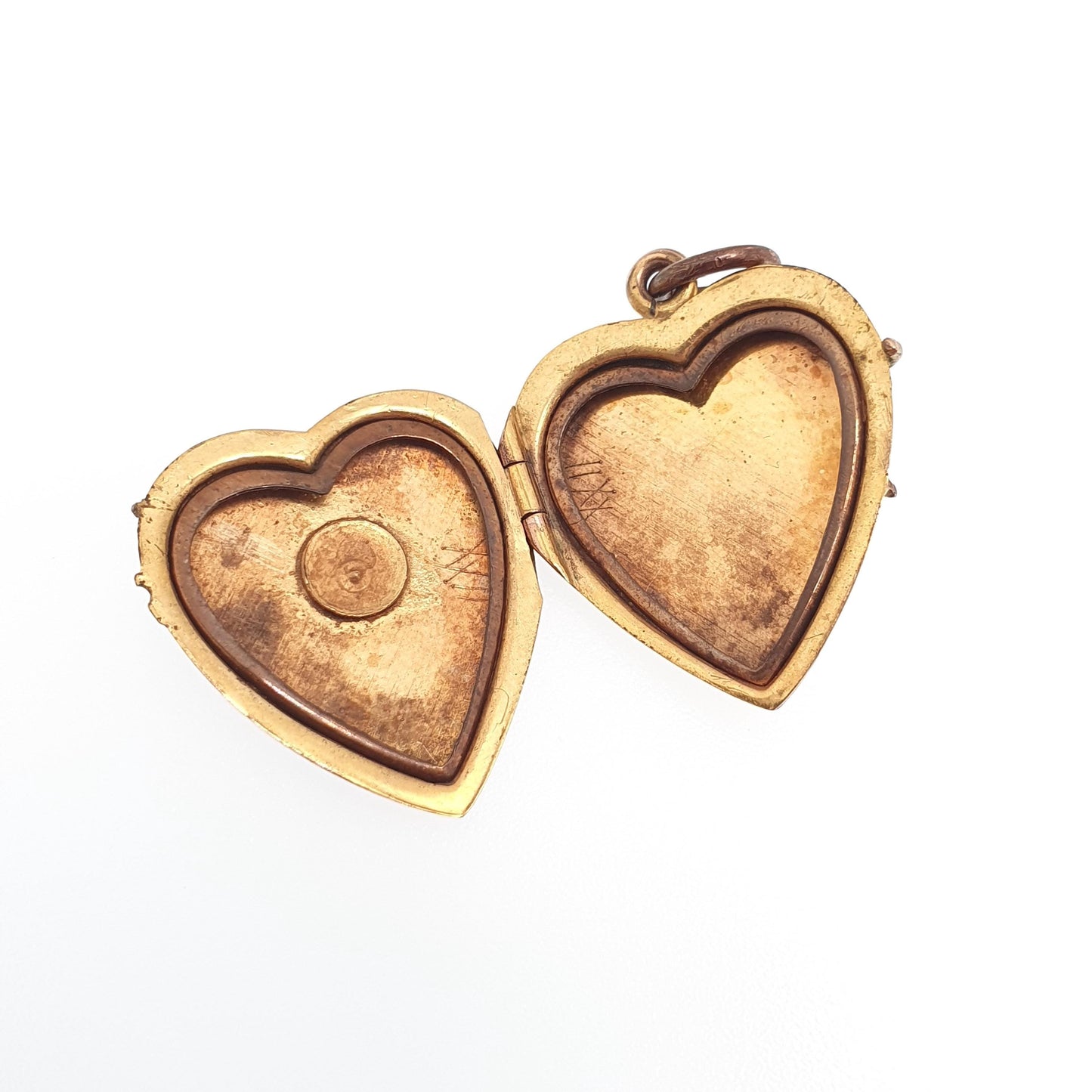 Antique Rolled Gold Diamond Heart Locket Necklace Victorian Rose Gold Filled Genuine Gemstone Pendant Vintage Jewellery Jewelry