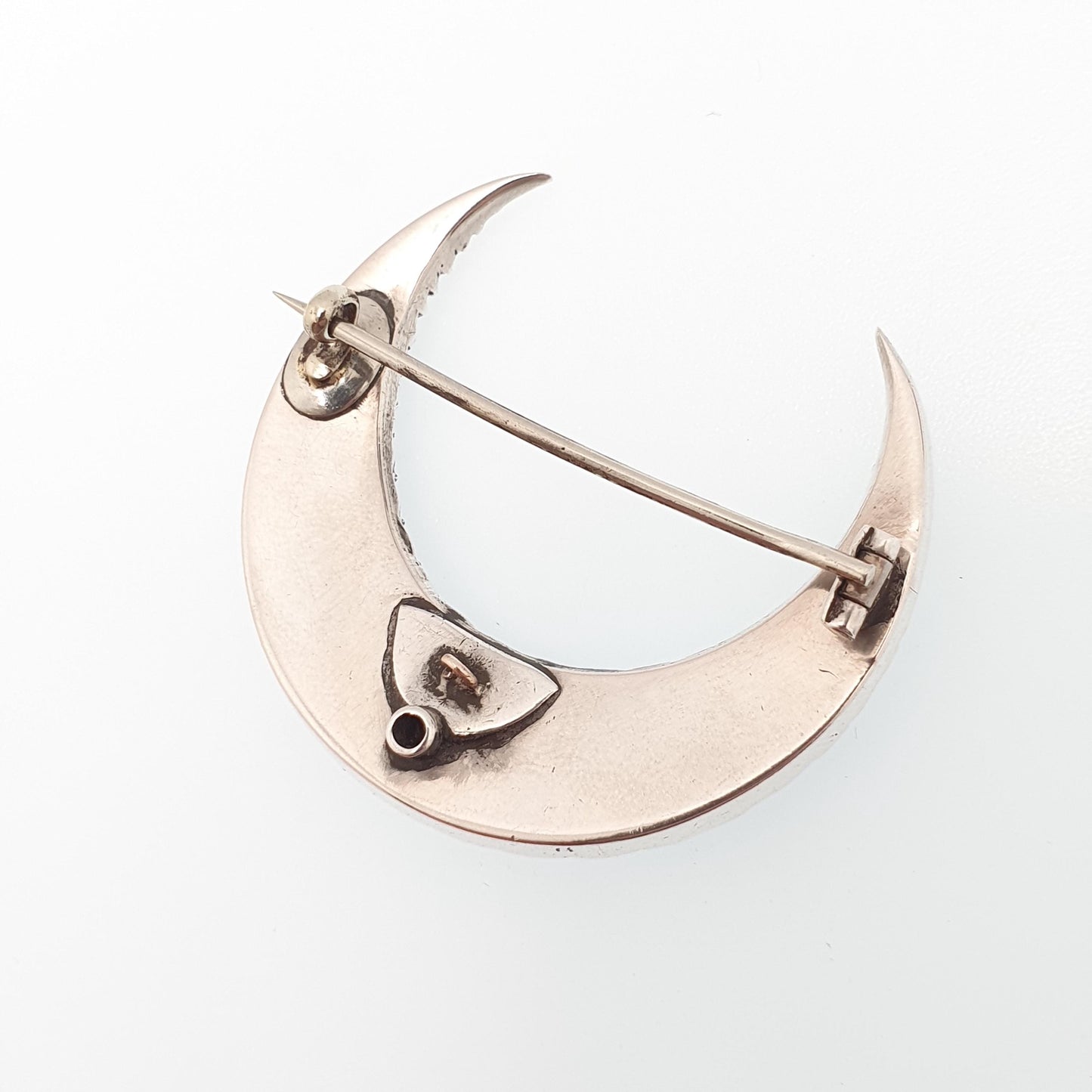 Antique Solid Silver Paste Crescent Moon Brooch Large Big Victorian Night Sparkly Celestial Jewelry Jewellery Vintage