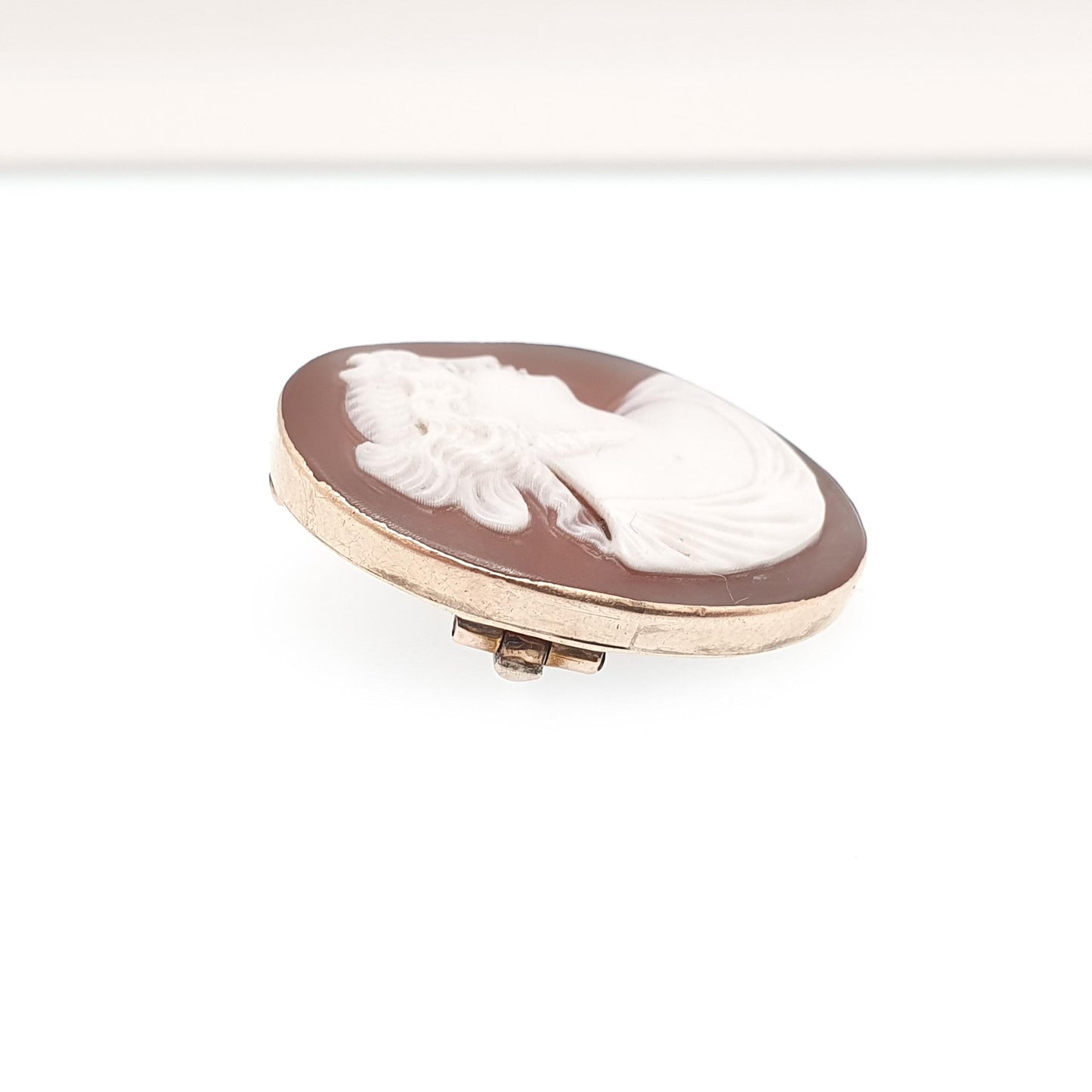 Antique 9k 9ct Gold Selene Cameo Brooch Pin Solid 375 Moon Goddess Hand Carved Victorian Shell Vintage Italian Jewelry Womens Jewellery