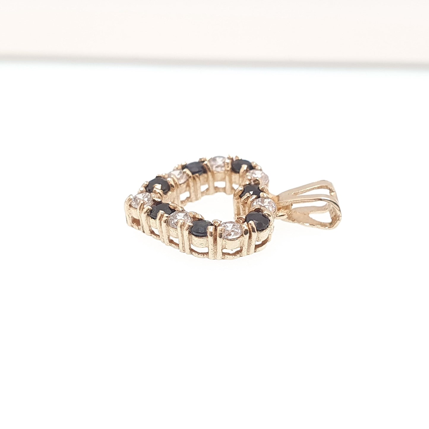 Vintage 9ct Gold Sapphire Heart Pendant CZ Solid 375 9k Love Romantic Necklace Womens Jewelry Jewellery