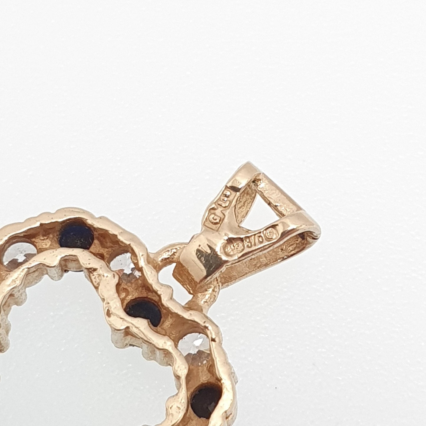 Vintage 9ct Gold Sapphire Heart Pendant CZ Solid 375 9k Love Romantic Necklace Womens Jewelry Jewellery