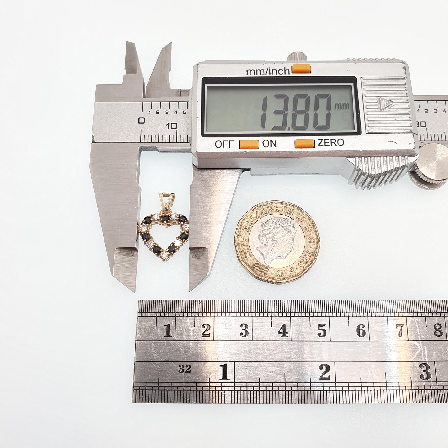 Vintage 9ct Gold Sapphire Heart Pendant CZ Solid 375 9k Love Romantic Necklace Womens Jewelry Jewellery