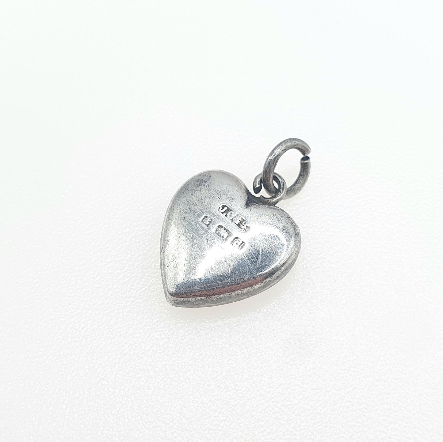 Antique Sterling Silver Connemara Marble Clover Charm Pendant Heart Necklace Lucky Good Luck Jewelry Vintage Jewellery