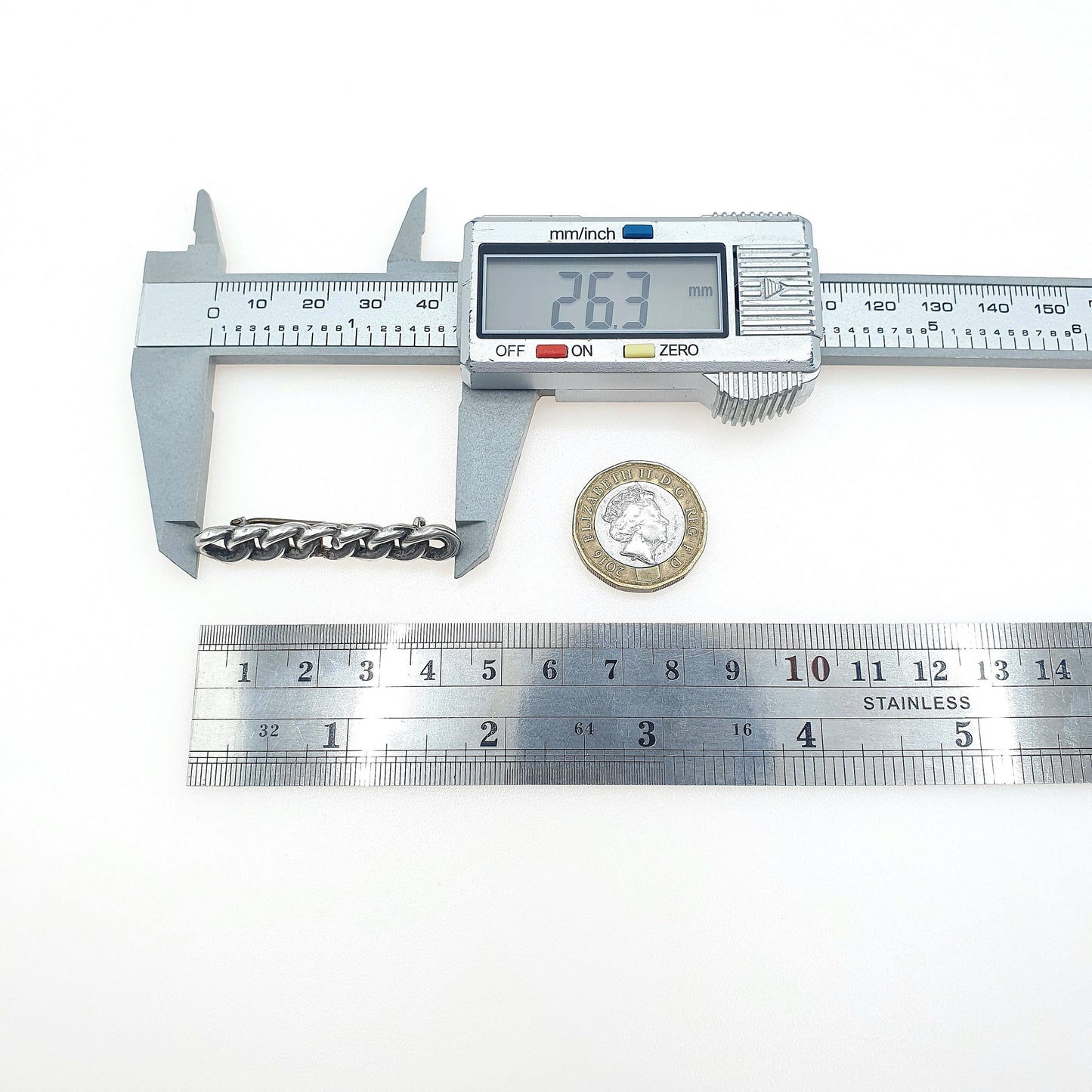 Antique Sterling Silver Curb Link Brooch Pin 1901 Hallmarked Vintage Womens Jewelry Jewellery