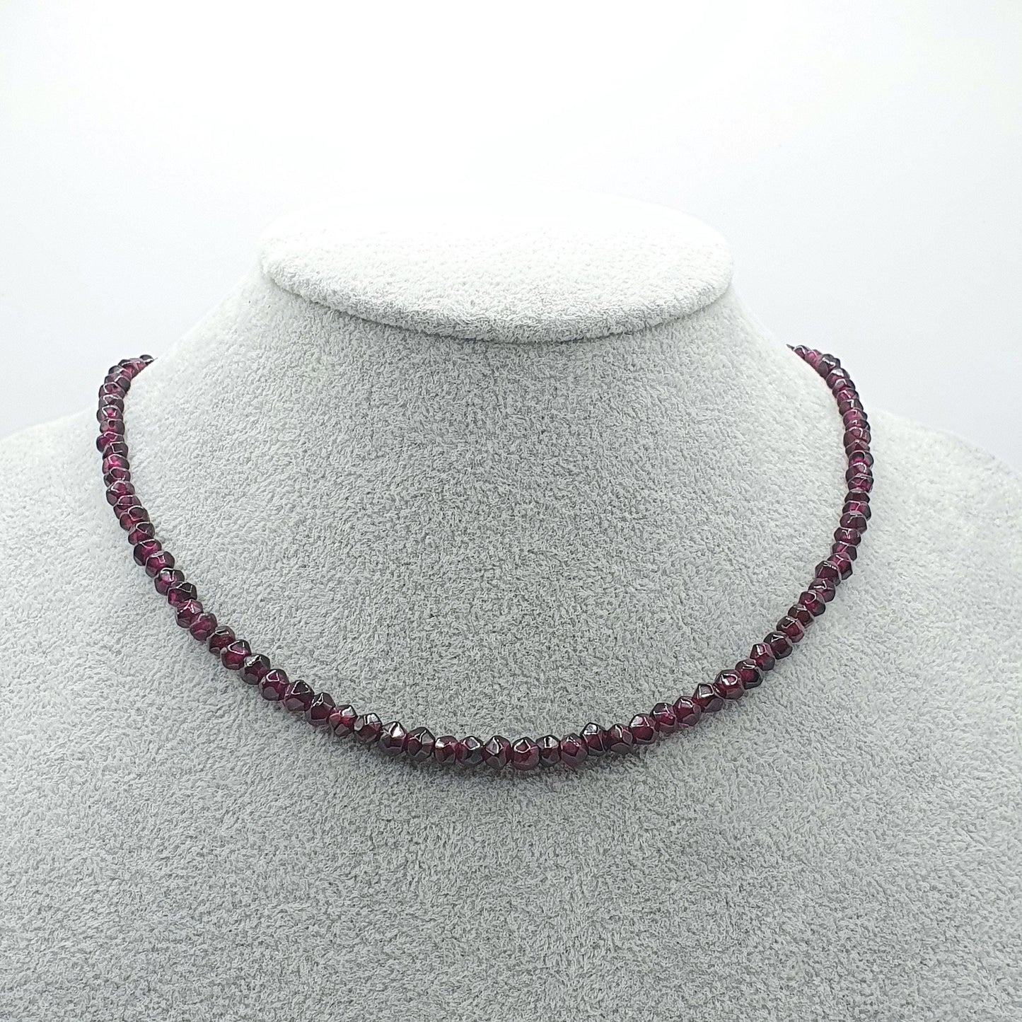 Antique Art Deco Garnet Bead Necklace Womens Jewellery Jewelry Vintage Gemstone Hand Cut