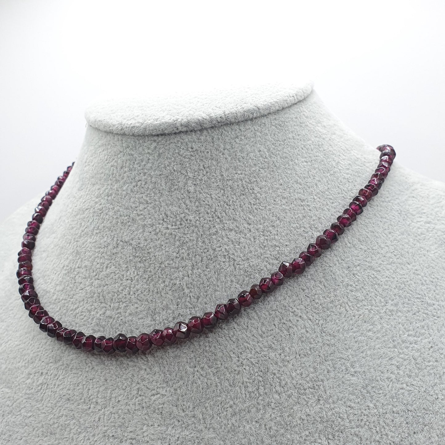 Antique Art Deco Garnet Bead Necklace Womens Jewellery Jewelry Vintage Gemstone Hand Cut